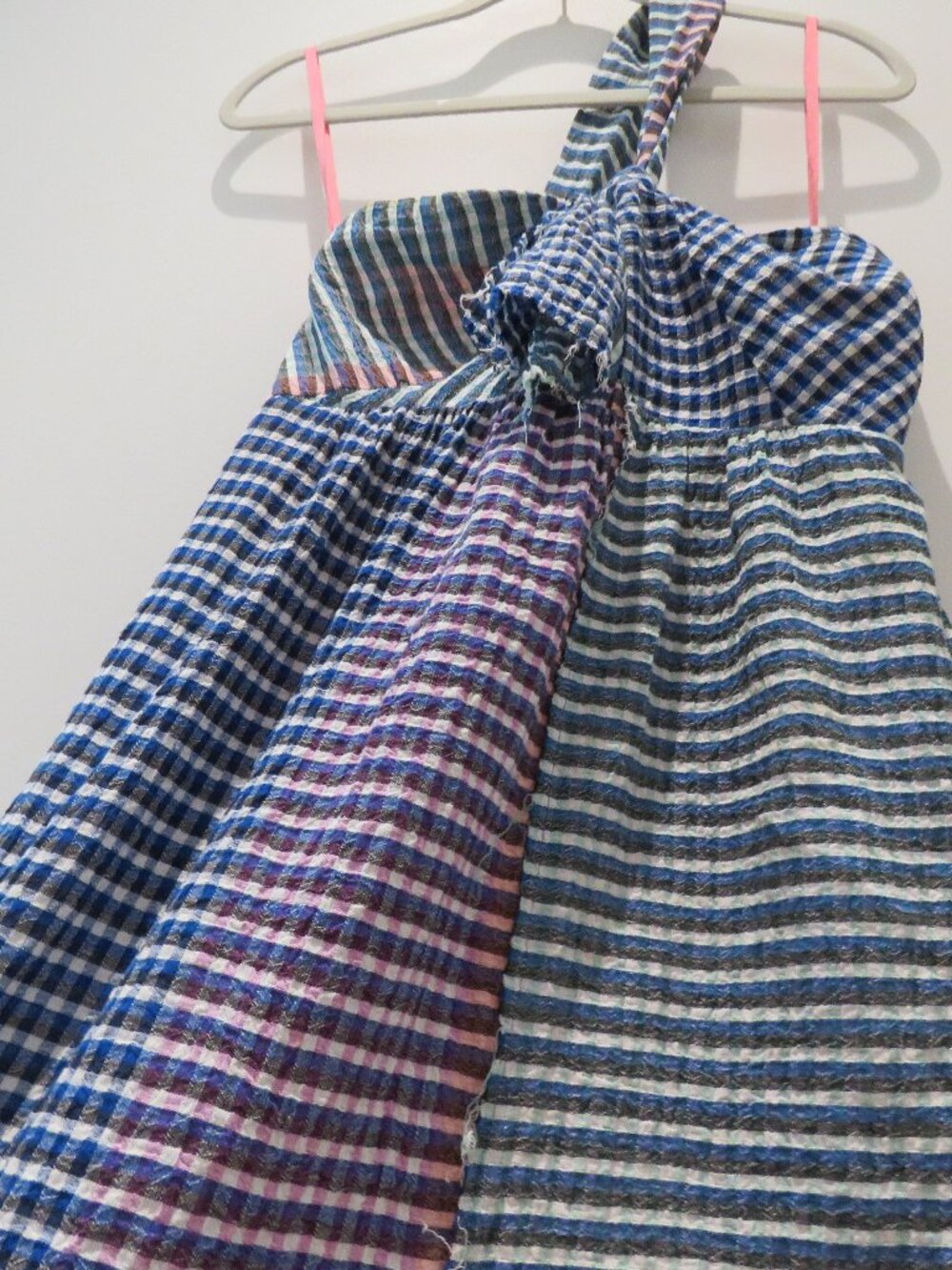 ANTHROPOLOGIE MAEVE Waverly Gingham One Shoulder Dress 4 Petite Coquette Twee - Picture 9 of 14